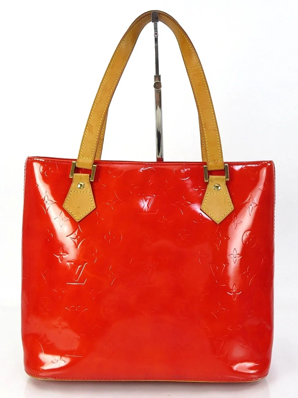 Louis Vuitton Red Patent Tote with Tan Handles